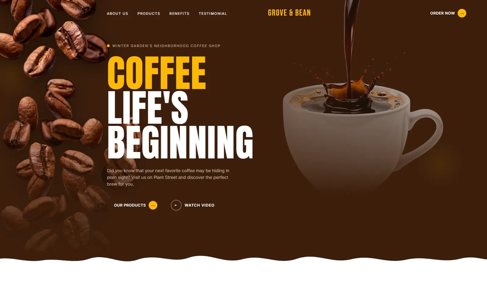 Grove and Bean — Coffee shop website by TruePath Studios