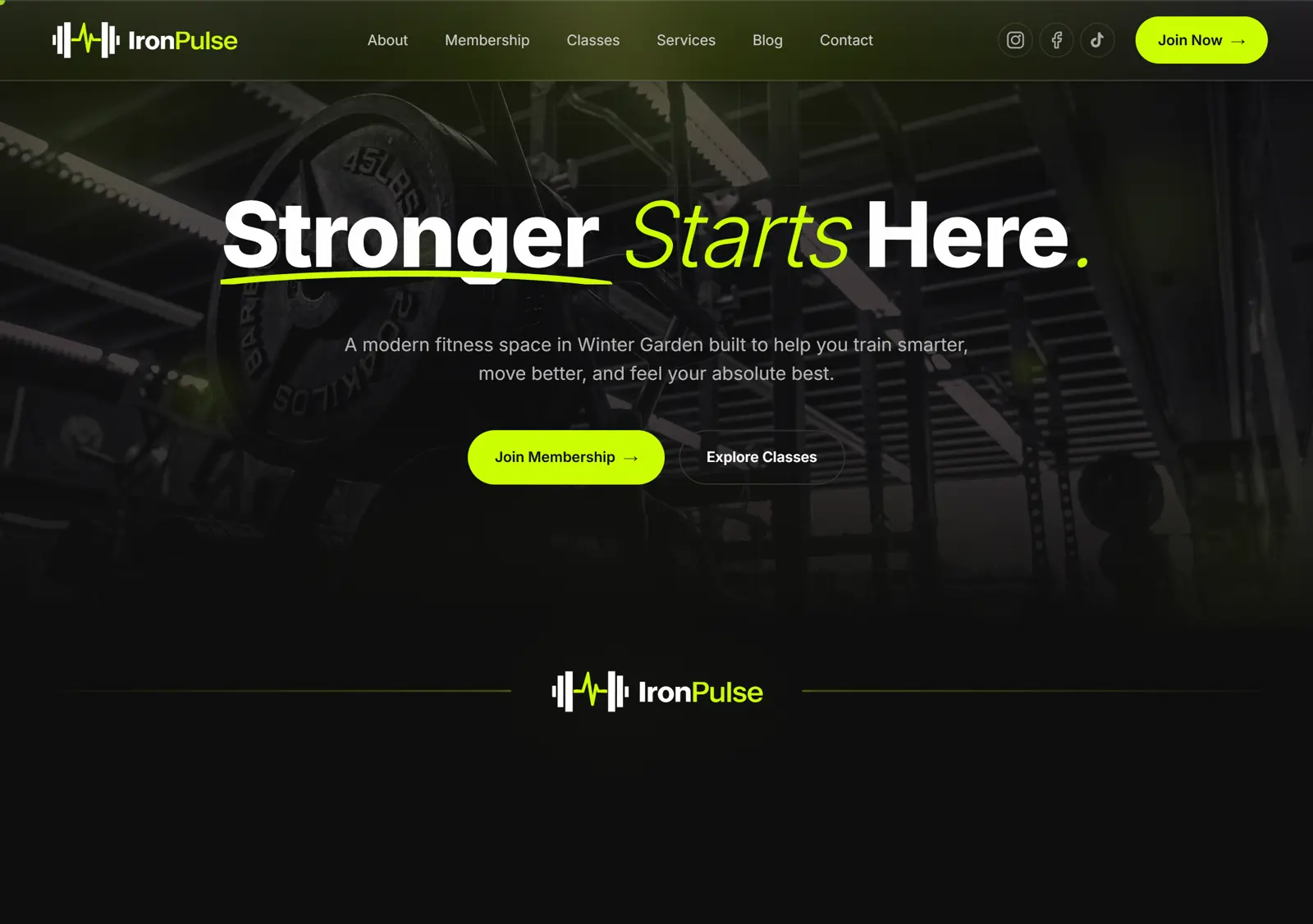 IronPulse Gym website
