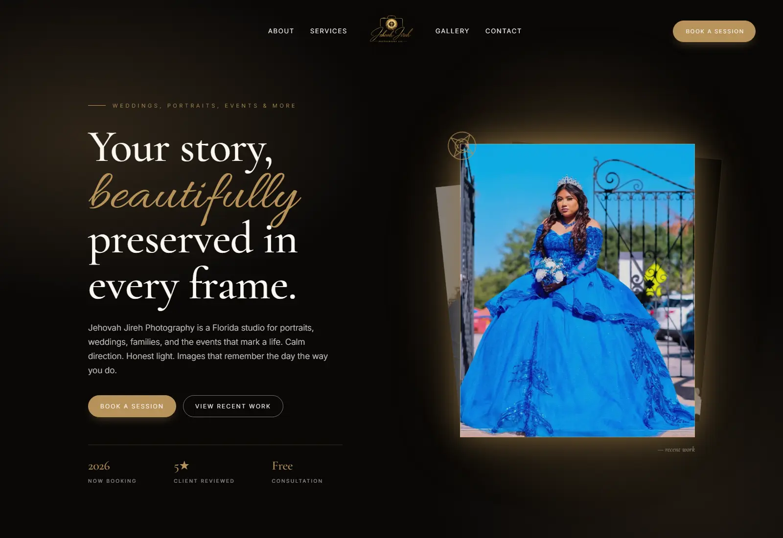 Jehovah Jireh Photography — Florida wedding & portrait photographer site by TruePath Studios